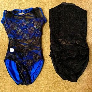 💙🖤Kandi Kouture Girls dance wear leotards size xl 10/12